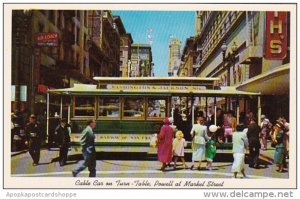 California San Francisco Cable Car On Turn Table Powell At Market Street