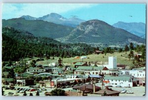 Estes Park Colorado Postcard Main Street Winter Resort Longs Peak c1959 Vintage