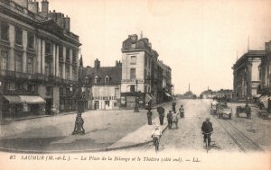 Vintage Postcard Saumur La Place De La Bilange Et Le Theatre France