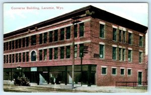 LARAMIE, Wyoming WY ~ Street Scene CONVERSE BUILDING c1910s Postcard