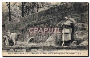 Old Postcard Bayonne (B P) Monument of Death for the Fatherland (War)