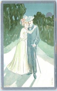 Postcard - Love/Romance Greeting Card with Lovers Hugging Art Print