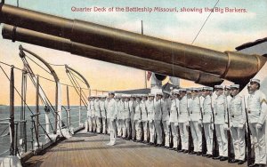 U S NAVY SAILORS-QUARTER DECK BATTLESHIP MISSOURI-BIG BARKERS~1910s POSTCARD