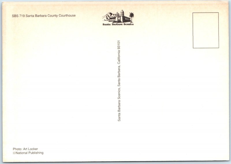 c1990s Santa Barbara CA County Courthouse Aerial Spanish Colonial Postcard M65