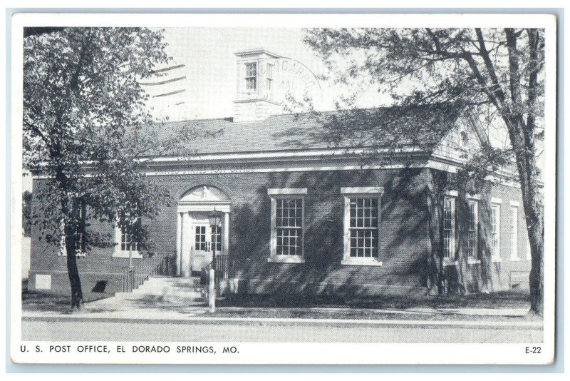 1953 US Post Office Building Steps El Dorado Springs Missouri MO Posted Postcard