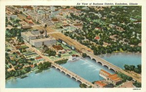 Air View Business District Kankakee Illinois Postcard Teich 12578