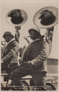 Dutch Military Music Tuba Band On Bicycles Nederlands Old RPC Postcard