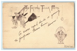 c1905 Fortune Teller Witch Black Hat Halloween Style Denver Colorado CO Postcard 