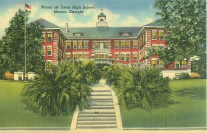 Mount de Sales High School Postcard, Macon, Georgia, Linen