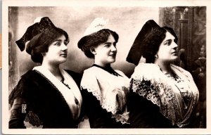 France Ladies In Traditional Dress Real Photo