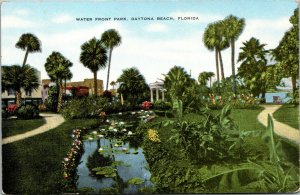 Vtg 1950s Water Front Park Daytona Beach Florida FL Unused Chrome Postcard