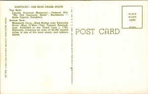 Kentucky Bluegrass State Map Multi View Mammoth Cave Horse Capitol DB Postcard 