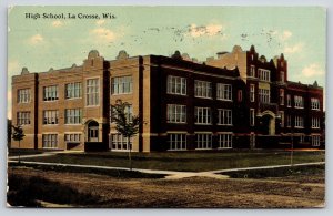 La Crosse Wisconsin~High School~Panorama From Corner View~1911 Postcard