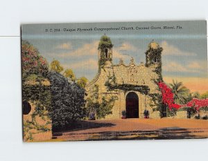 Postcard Unique Plymouth Congregational Church Coconut Grove Miami Florida USA