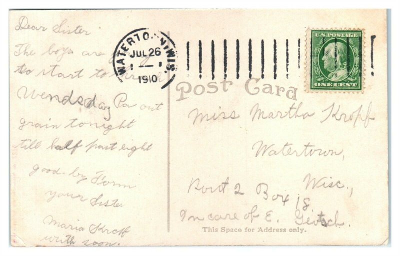 1910 St. Barnard Church, Watertown, WI Postcard *6D2