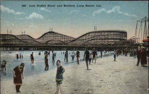 Long Beach California CA Jack Rabbit Racer Roller Coaster c1910 Vintage Postcard