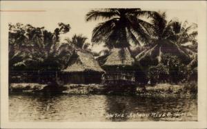 Thatch Homes on Salado River Argentina Hond Williams Real Photo Postcard