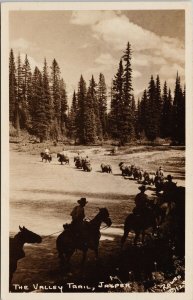 The Valley Trail Jasper Alberta Horses Pack Train Harry Rowed RPPC Postcard G5