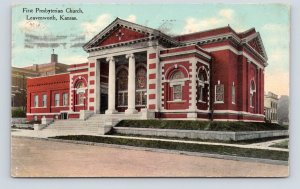 First Presbyterian Church Leavenworth Kansas KS 1911 DB Postcard Q6