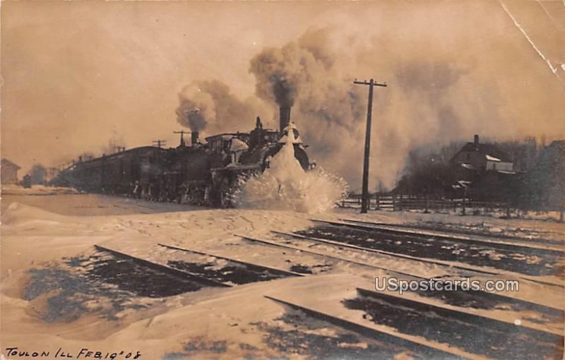 Train in Winter Feb 19, 1908 - Toulon, Illinois IL  