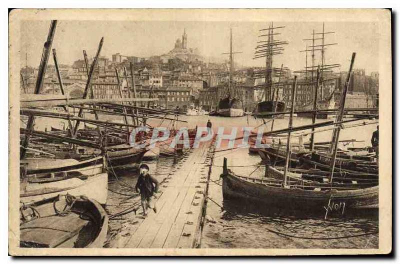 Old Postcard Marseille Bouches du Rhone general view of the Old Port and the ...