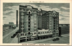 Postcard Kansas Shawnee County Topeka Hotel Kansan Drug Store 1930s V64
