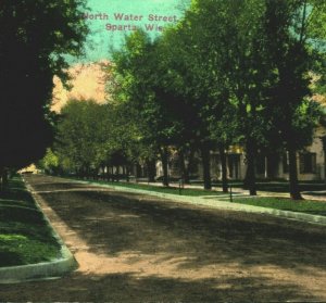 North Water Street View Sparta Wisconsin WI 1910s DB Postcard