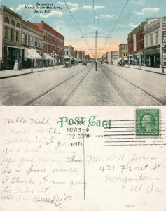 GARY IN BROADWAY NORTH FROMN 8th AVE. ANTIQUE 1916 POSTCARD