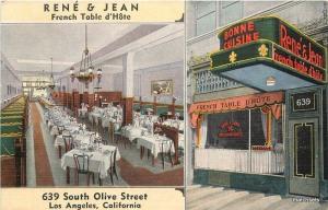 1940s Rene & Jean French Interior Los Angeles California Kropp linen postcard 77