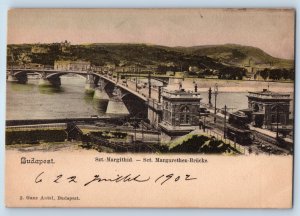 Budapest Hungary Postcard St. Margarethen Bridge 1902 Posted Antique