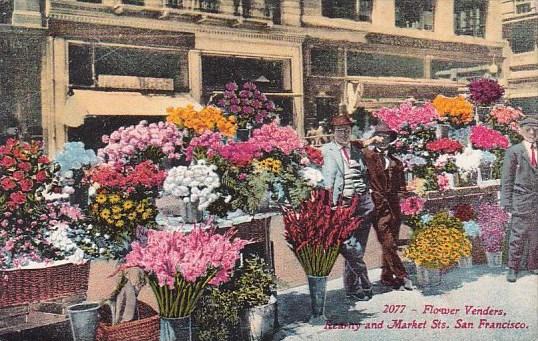 California San Francisco Flower Venders Rearny And Market Streets 1914