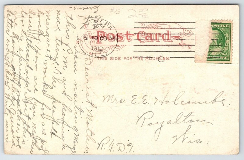 Aurora Illinois~Paris Lunch Room, Trolley on E Fox St 1912 Acmegraph Postcard