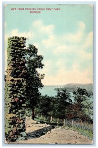 1920 View From Pavilion Eagle Point Park River Lake Dubuque Iowa IA Postcard