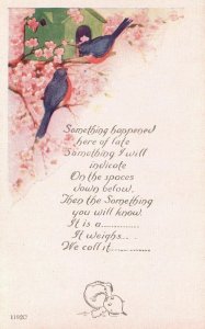 Vintage Postcard 1910's Something Happened Here Of Fate Greeting Card Love Birds