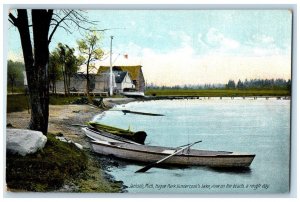 1910 Hague Park Vandercook's Lake View Beach Rough Day Jackson Michigan Postcard