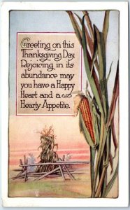 Postcard - Thanksgiving Greeting Card with Message and Corns Art Print