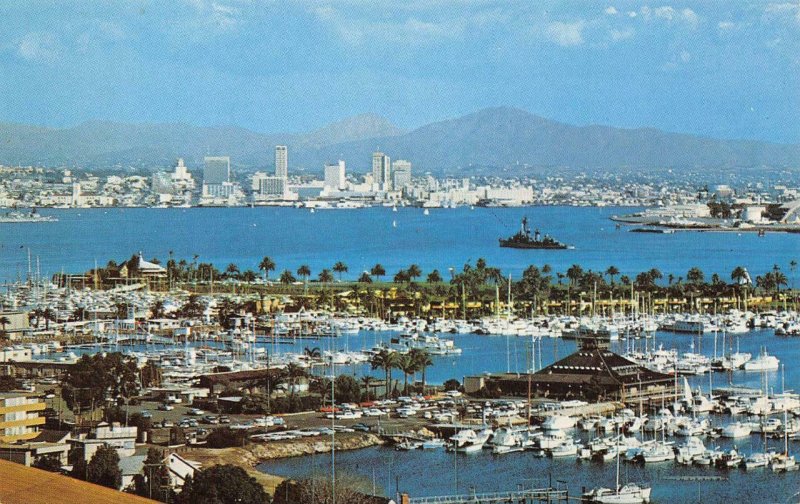 Cool Antique Linen Postcard of Downtown San Diego California