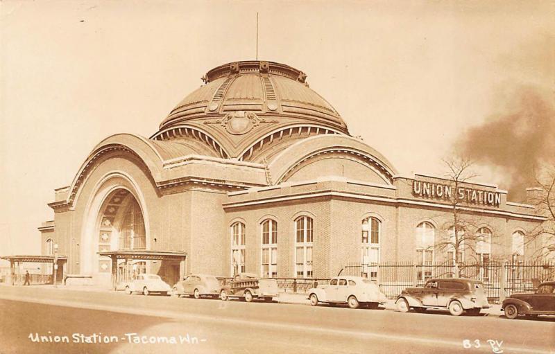 Tacoma WA Union Station Railroad Depot RPPC Postcard