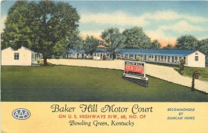 Postcard 1940s Kentucky Bowling Green Baker Hill Motor Court occupation 24-5567