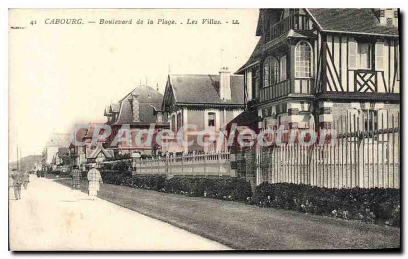 Old Postcard Cabourg Boulevard De La Plage Villas