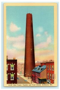 Shot Tower Fayette and Front Streets Baltimore Maryland Vintage Antique Postcard 
