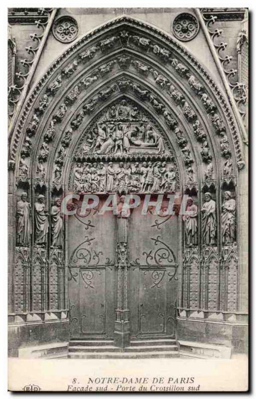 Old Postcard Paris Notre Dame Facade South Gate South Brace