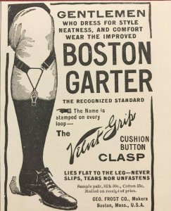 Circa 1907 Boston Garter Geo. Frost Co. Mass. Original Print Ad 2V1-32 