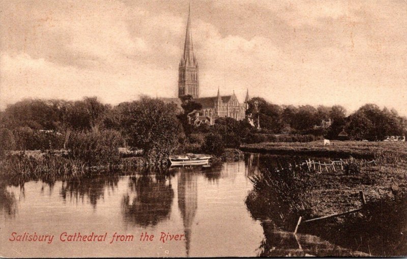 England Salisbury Cathedral From The River