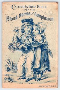 CARTER'S IRON PILLS FOR THE BLOOD NERVES & COMPLEXION*QUACK MEDICINE*TRADE CARD
