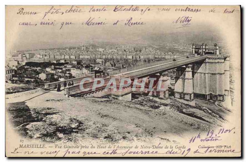 Postcard Old Marseille General view taken from the top of the elevator of Our...