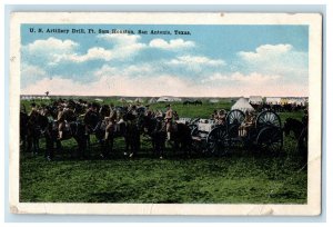 1917 US Artillery Drill Ft. Sam Houston San Antonio TX Leon Springs TX Postcard 