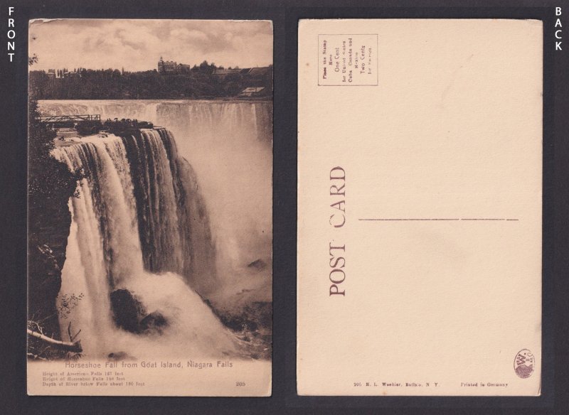 Postcard, United States, Niagara Falls NY, Horseshoe Fall from Goat island