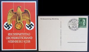 GERMANY THIRD 3rd REICH ORIGINAL CARD NSDAP NÜRNBERG REICHSPARTEITAG 1938