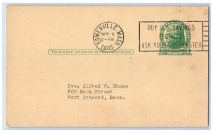 1935 Boston Bangor Alumni Association Boston Massachusetts MA Postal Card
